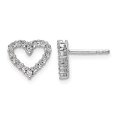 14k White Gold Diamond Heart Earrings